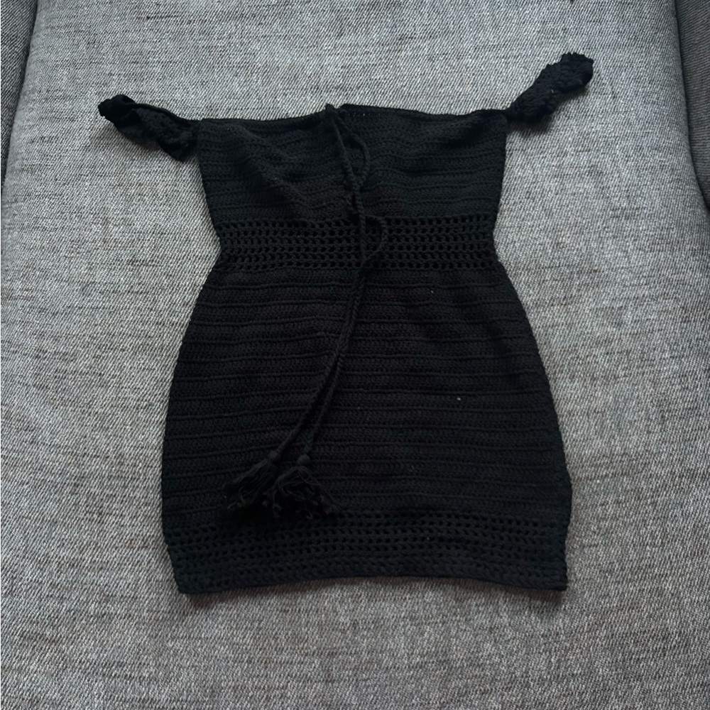 Black Knit Off-Shoulder Dress